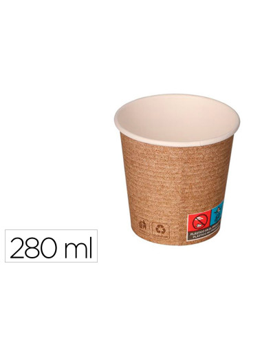 Vaso de papel kraft bunzl reciclable pefc 280 ml apto bebidas frias y calientes paquete de 50 unidades