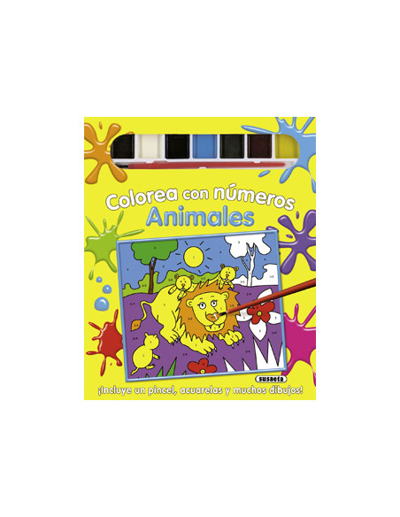 Cuaderno de colorear susaeta colorea con numeros animales 24 paginas 21,5x26,5 cm