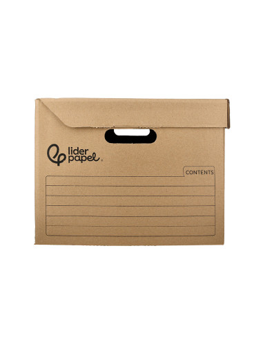 Cajon contenedor liderpapel carton manual para 5 cajas archivo def. folio / 6 archivadores a-z 540x410x300mm