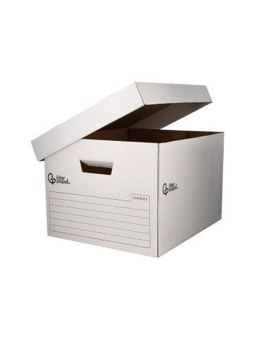 Cajon contenedor liderpapel carton automatico para 4 cajasarchivo def. folio / 5 archivadores a-z 430x383x265mm