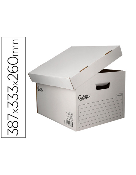 Cajon contenedor liderpapel carton automatico para 3 cajasarchivo def. folio / 4 archivadores a-z 387x333x260mm