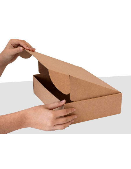 Caja automontable q-connect para e-commerce y regalo carton reciclado canal simple 3 mm kraft 330x250x100 mm