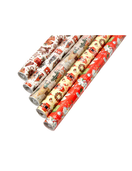 Papel de regalo liderpapel navidad rollo ancho 70 cm longitud 2 mt gramaje 60 gr diseños surtidos b-2024