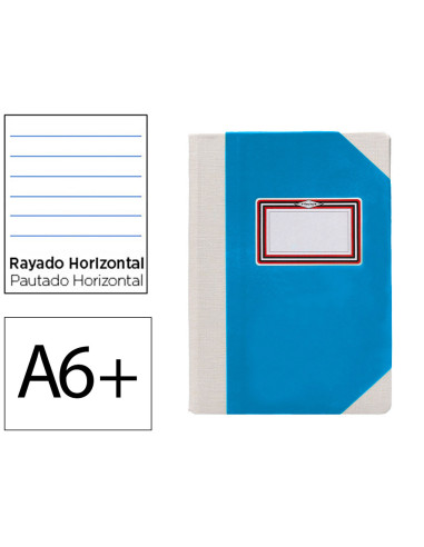 Libro cartone cosido fernandes flecha din a6+ rayado horizontal 50 hojas 100 gr azul