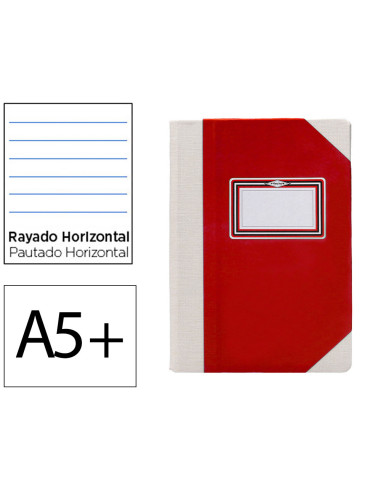 Libro cartone cosido fernandes flecha din a5+ rayado horizontal 50 hojas 100 gr rojo