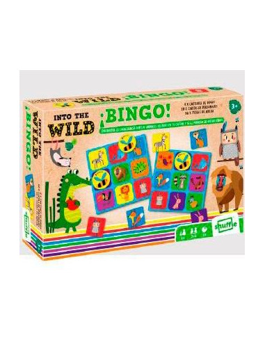 SHUFFLE JUEGO DE BINGO ANIMALES SALVAJES PARA NIÑOS +3 AÑOS