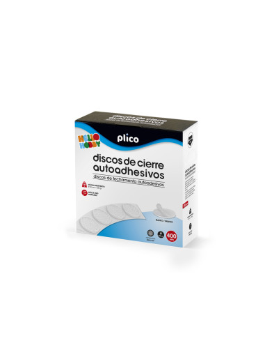 PLICO DISCOS DE CIERRE TEXTIL AUTOADHESIVO Ø20MM  -CAJA 400 DISCOS- BLANCO