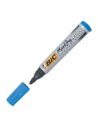 BIC MARCADOR PERMANENTE MARKING 2000 PUNTA REDONDA AZUL CAJA 12 UD