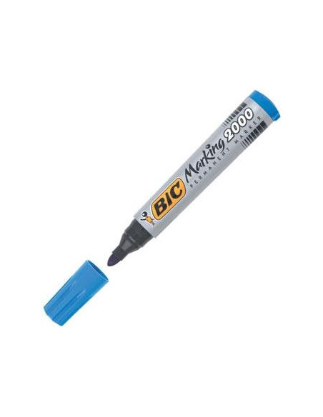 BIC MARCADOR PERMANENTE MARKING 2000 PUNTA REDONDA AZUL CAJA 12 UD