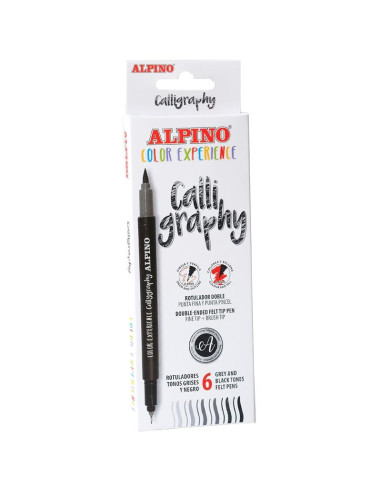 ALPINO ROTULADORES CALLIGRAPHY COLOR EXPERIENCE SET DE 6 GRIS/NEGRO