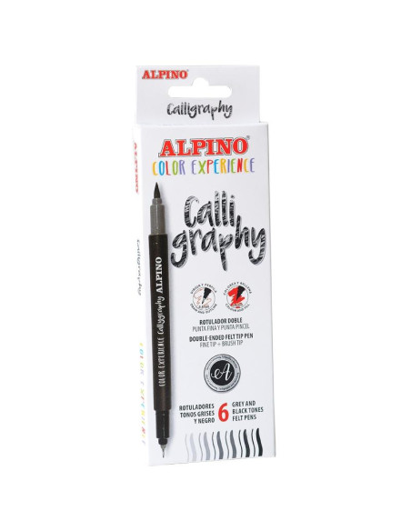 ALPINO ROTULADORES CALLIGRAPHY COLOR EXPERIENCE SET DE 6 GRIS/NEGRO