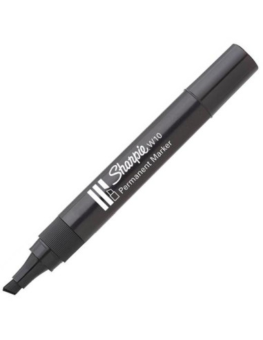 SHARPIE MARCADOR PERMANENTE W10 PUNTA BISELADA NEGRO CAJA 12 UD