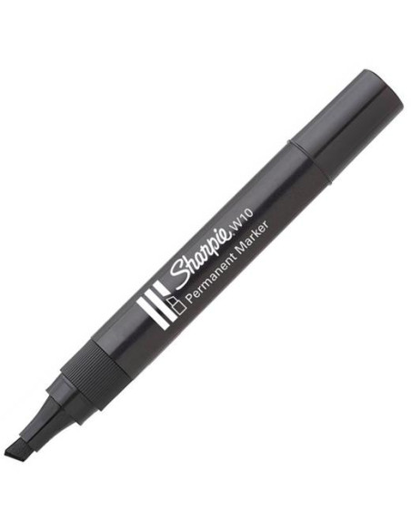 SHARPIE MARCADOR PERMANENTE W10 PUNTA BISELADA NEGRO CAJA 12 UD