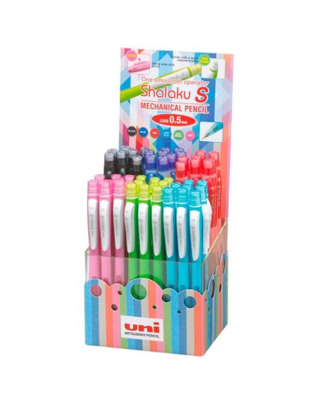 UNIBALL PORTAMINAS ROLLERBALL SHALAKU S M7-228/4D 0.7 C/GOMA EXPOSITOR 48 UD C/SURTIDOS