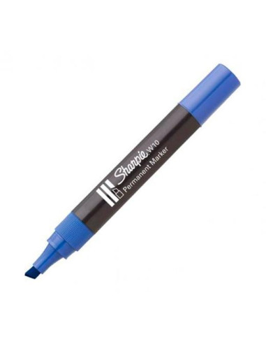 SHARPIE MARCADOR PERMANENTE W10 PUNTA BISELADA AZUL CAJA 12 UD