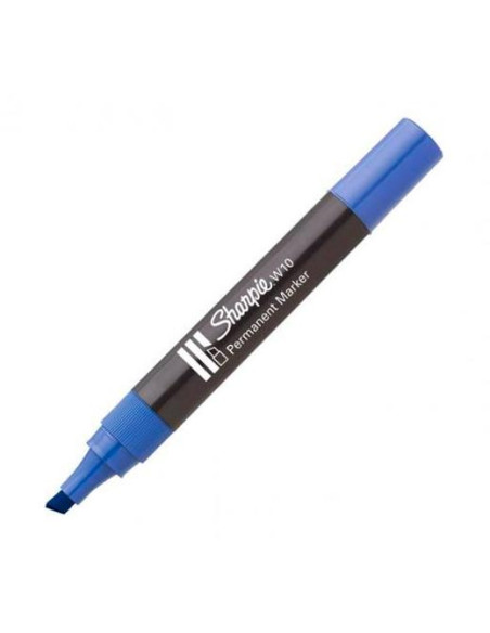 SHARPIE MARCADOR PERMANENTE W10 PUNTA BISELADA AZUL CAJA 12 UD