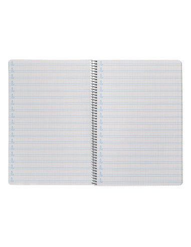 Cuaderno espiral liderpapel din a4 pautaguia tapa plastico80h 90gr cuadro pautado 4mm con margen color azul