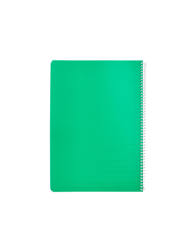 Cuaderno espiral liderpapel din a4 pautaguia tapa plastico 80h 90gr cuadro pautado 3mm con margen color verde