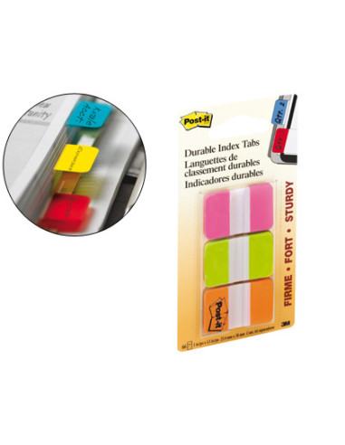 Banderitas separadoras rigidas dispensador 3 colores post-it index 686-pgo medianos22 banderitas por color