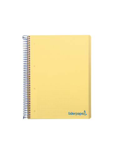 Cuaderno espiral liderpapel a4 micro wonder tapa plastico 120h 90 gr cuadro 5 mm 5 banda4 taladros color amarillo