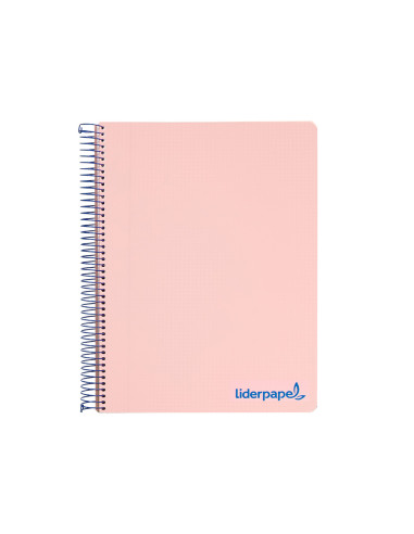 Cuaderno espiral liderpapel a4 micro wonder tapa plastico 120h 90 gr cuadro 5 mm 5 bandas 4 taladros color rosa