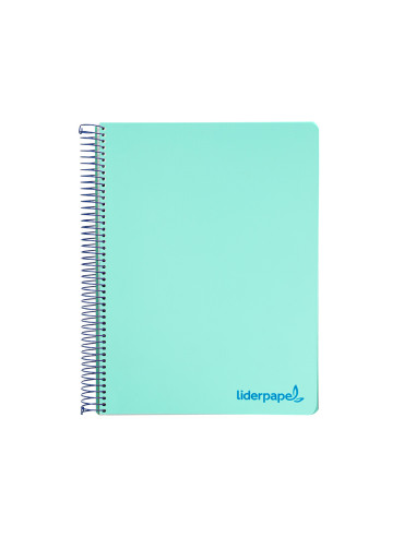 Cuaderno espiral liderpapel a4 micro wonder tapa plastico 120h 90 gr cuadro 5 mm 5 bandas 4 taladros color verde