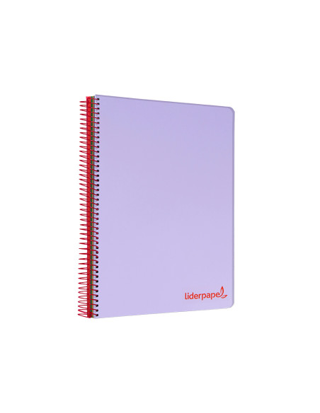 Cuaderno espiral liderpapel a4 micro wonder tapa plastico 120h 90 gr cuadro 5 mm 5 banda4 taladros color lila