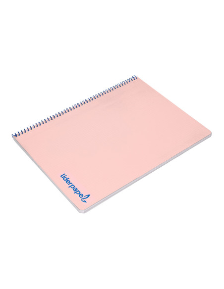 Cuaderno espiral liderpapel a4 wonder tapa plastico 80h 90gr cuadro 4mm con margen color rosa