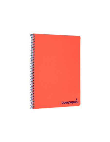 Cuaderno espiral liderpapel a4 wonder tapa plastico 80h 90gr cuadro 4mm con margen color rojo