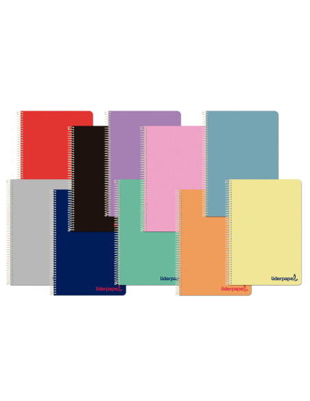 Cuaderno espiral liderpapel a5 wonder tapa plastico 80h 90g milimetrado 2mm colores surtidos