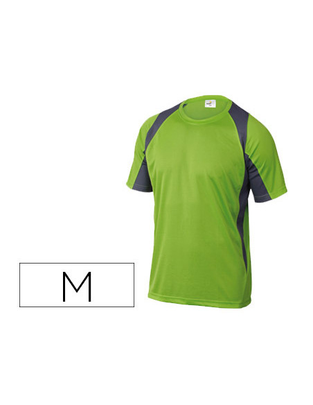 Camiseta deltaplus poliester manga corta cuello redondo tratamiento secado rapido color verde-gris talla m