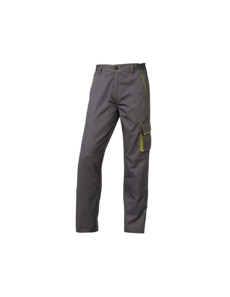 Pantalon de trabajo deltaplus cintura ajustable 5 bolsillos color gris verde talla l talla l