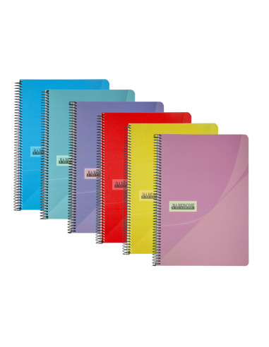 Cuaderno espiral papercop cuarto tapa plastico 80h 90 gr rayado horizontal con margen colores surtidos