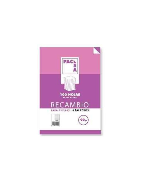 PACSA RECAMBIO 100H A4 90GR 4X4MM 4 TALADROS PAPEL EXTRA