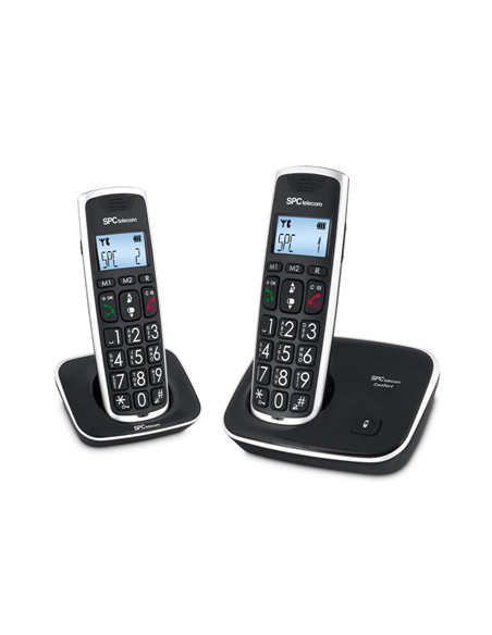 Telefono inalambrico spc duo telecom 7609-n color negro identificador de llamadas agenda pantalla