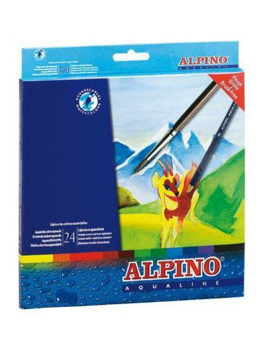 ALPINO LÁPICES DE COLORES AQUALINE ACUARELABLES 175MM ESTUCHE DE 24 C/SURTIDOS