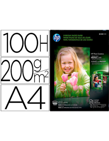 HP PAPEL INKJET 200GR 100 HOJAS PACK 1 A4 FOTOG