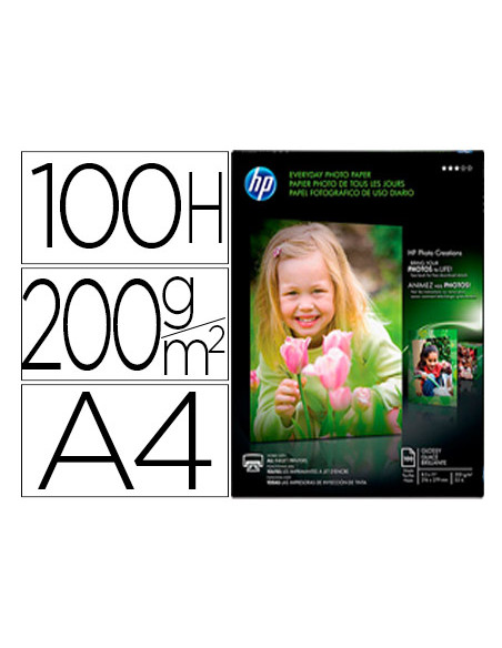 HP PAPEL INKJET 200GR 100 HOJAS PACK 1 A4 FOTOG