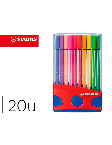 STABILO ROTULADOR PEN 68 COLORES SURTIDOS ESTUCHE PARADE ROJO 20 UD