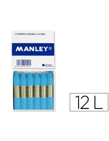 MANLEY ESTUCHE DE 12 CERAS 60MM (41) CELESTE CLARO