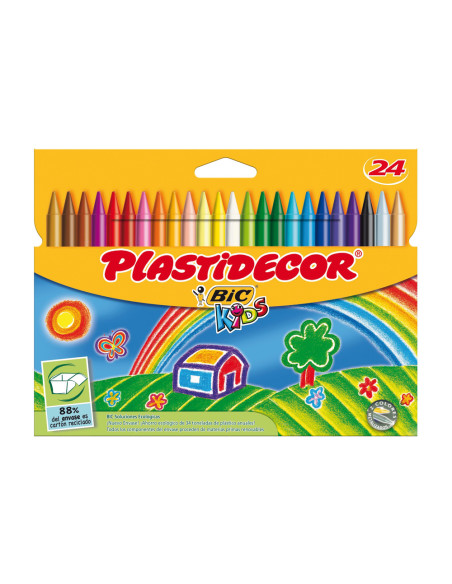 PLASTIDECOR CERAS KIDS COLORES SURTIDOS ESTUCHE 24 UD