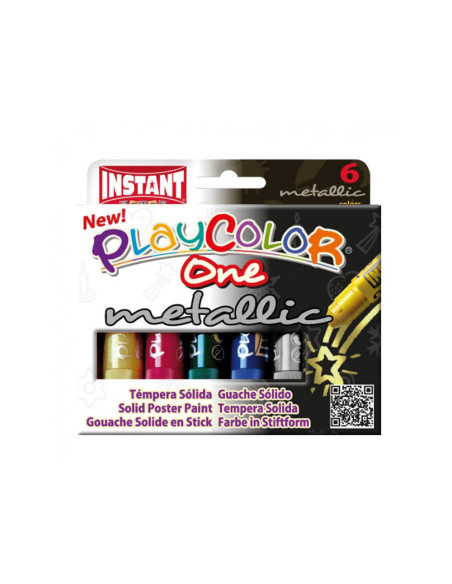 PLAYCOLOR TÉMPERAS SÓLIDAS METALLIC ONE BARRA 10GR ESTUCHE DE 6 C/SURTIDOS METÁLICOS