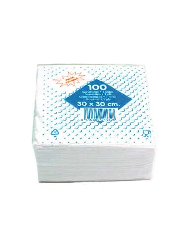 GC SERVILLETAS 1 CAPA 30X30 PASTA FSC PACK 100U BLANCO