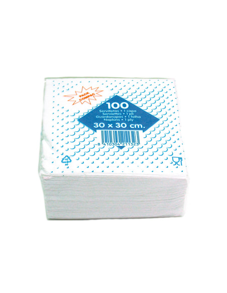 GC SERVILLETAS 1 CAPA 30X30 PASTA FSC PACK 100U BLANCO