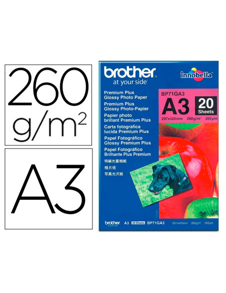 BROTHER PAPEL INKJET GLOSSY A3 20H 260G/M2