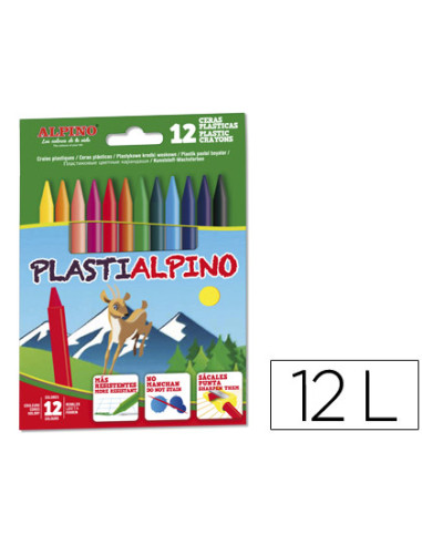 ALPINO CERAS PLÁSTICAS PLASTIALPINO 115MM NO MANCHAN ESTUCHE DE 12 C/SURTIDOS