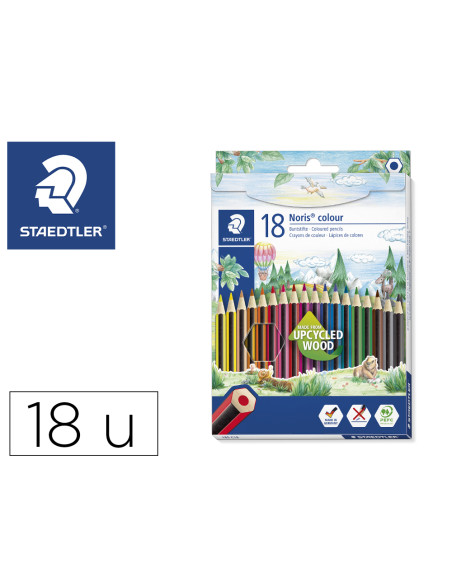 STAEDTLER LÁPICES DE COLORES NORIS COLOUR WOPEX ECOLÓGICO SURTIDOS ESTUCHE 18 UD