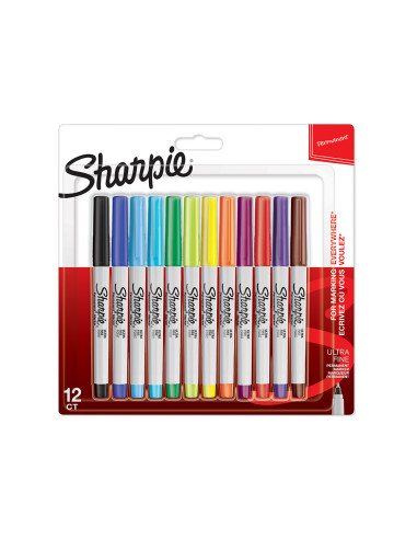 SHARPIE ROTULADOR PERMANENTE PUNTA ULTRAFINA C/SURTIDOS BLÍSTER 12 UD