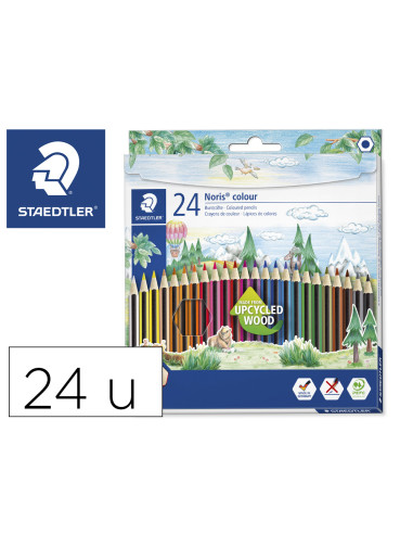 STAEDTLER LÁPICES DE COLORES NORIS COLOUR WOPEX ECOLÓGICO SURTIDOS ESTUCHE 24 UD