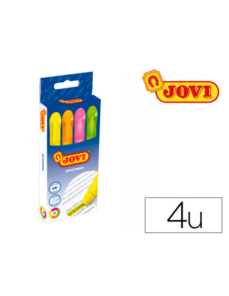 JOVI MARCADOR FLUORESCENTE GEL TEXTMARKER NEON DE GEL EN STICK 140MM C/SURTIDOS ESTUCHE 4 UD